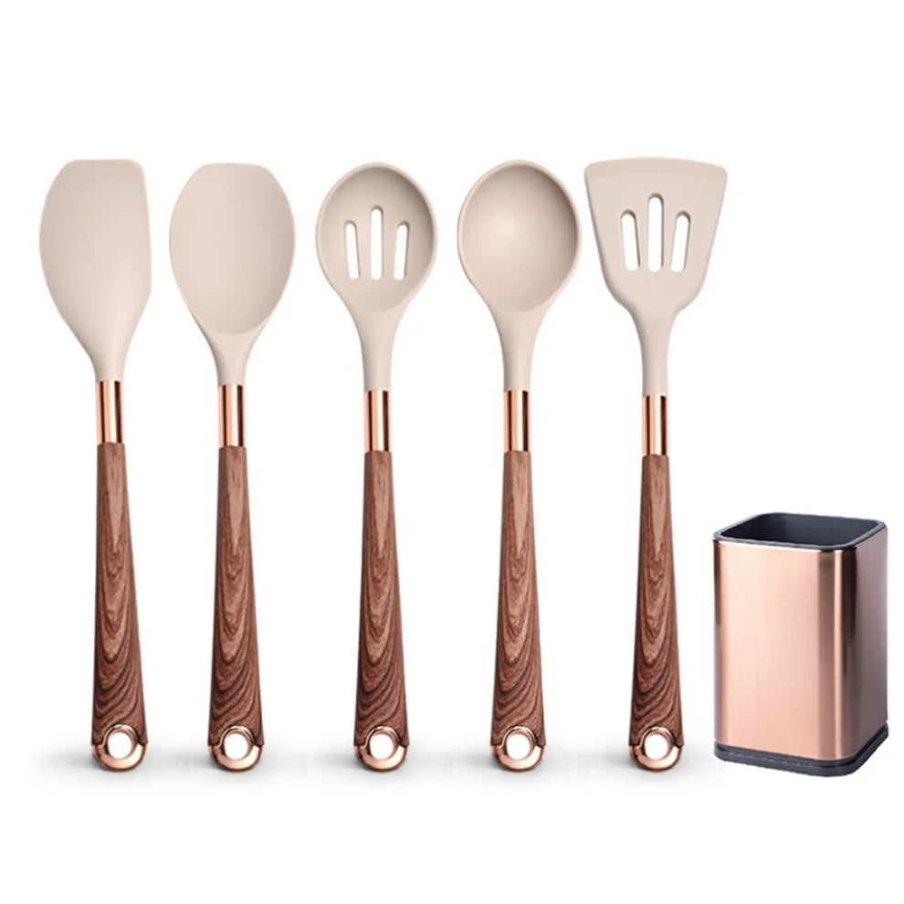 Silicone Khaki Utensils Set For Kitchen