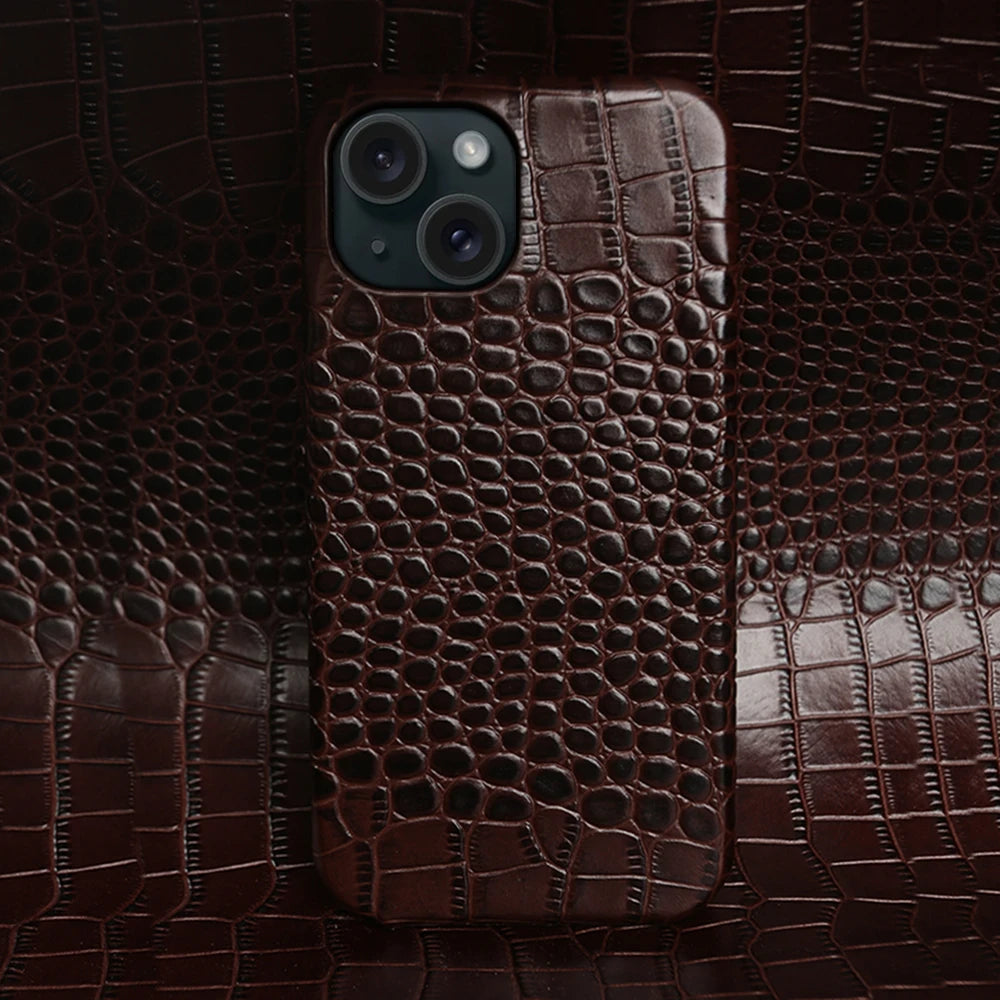 Crocodile Leather Case for iPhone 17 Pro Max | 17 Pro | 16 Pro Max | 16 Pro | 15 Pro Max | 15 Pro | 14 Pro Max | 14 Pro | 13 Pro Max | 12 Pro Max | 11 Pro Max