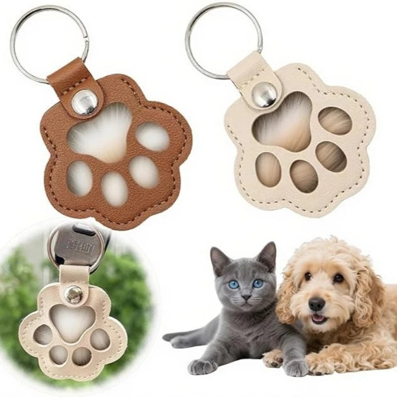Dog Hair Collector Keychain Leather