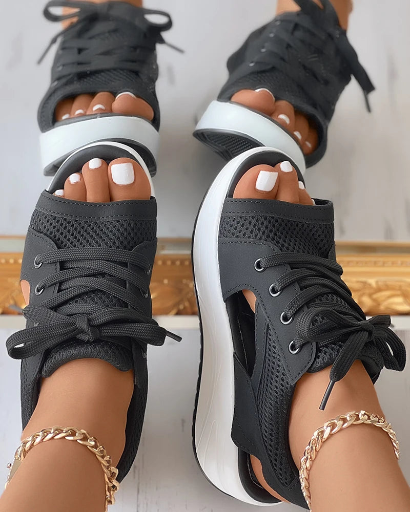 Lace-Up Wedge Sandals