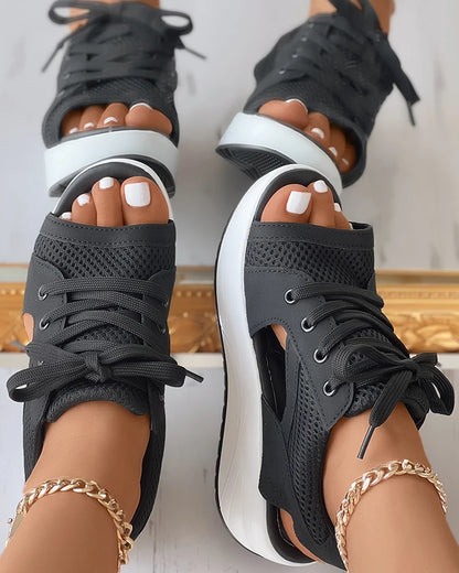 Lace-Up Wedge Sandals