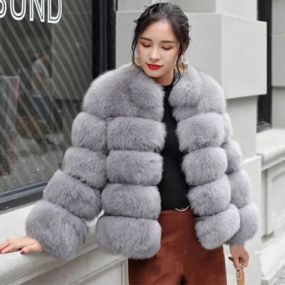 Spliced Faux Fur Short Coat