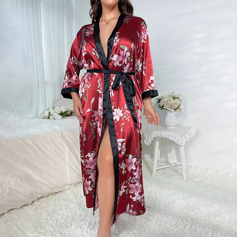 Plus Size Satin Bathrobe