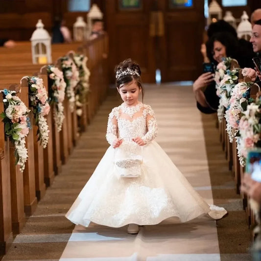Princess White Flower Girl Dress