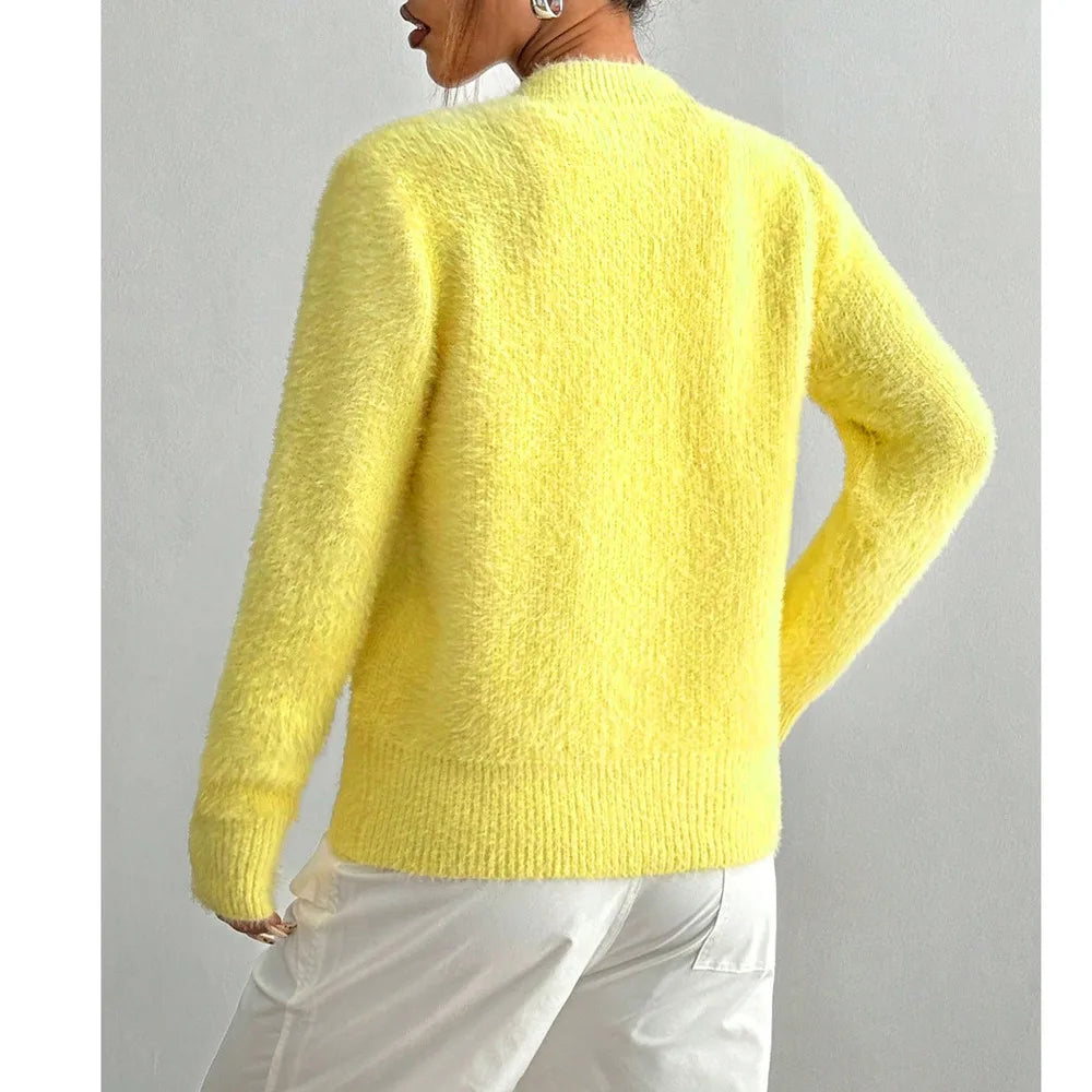 Yellow Heart Button Cardigan