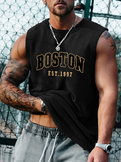 Cotton Boston Print Sleeveless Vest