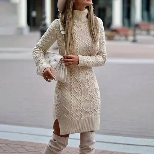 Knit Turtleneck Long Sleeve Dress