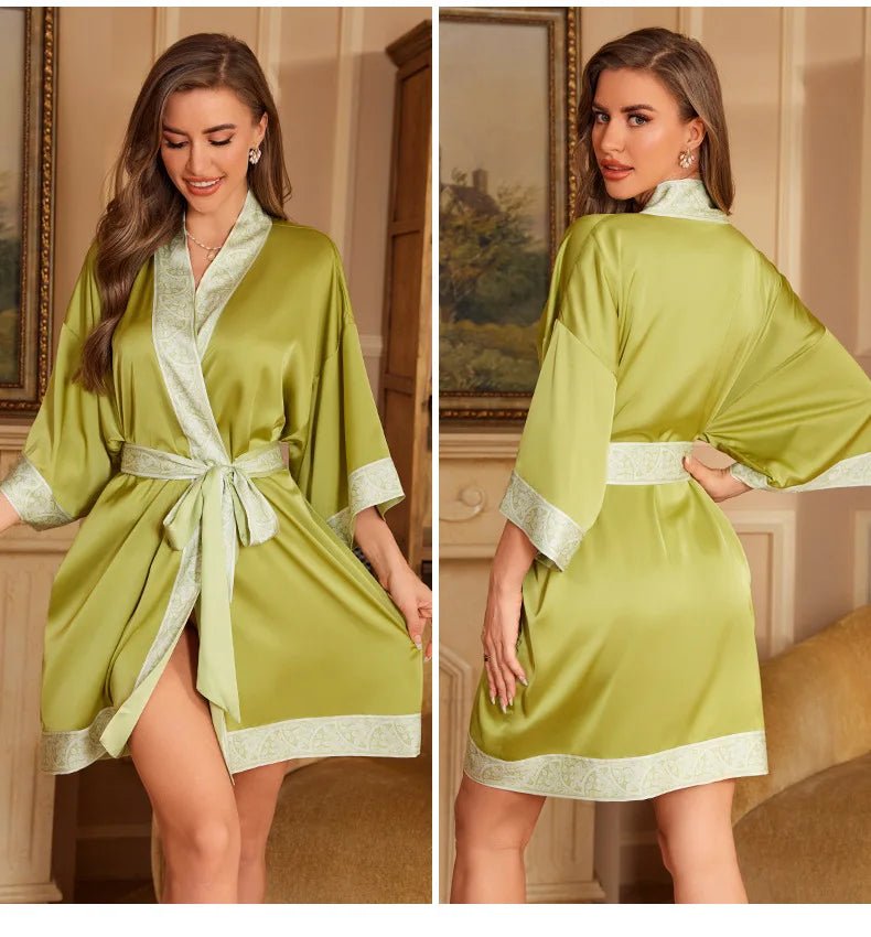 Printed Satin Lounge Robe