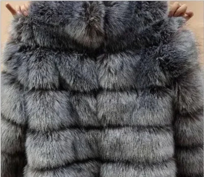 Spliced Faux Fur Short Coat