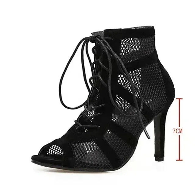 Hollow Mesh Ankle Sandals