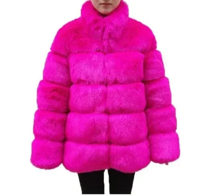 Spliced Faux Fur Short Coat