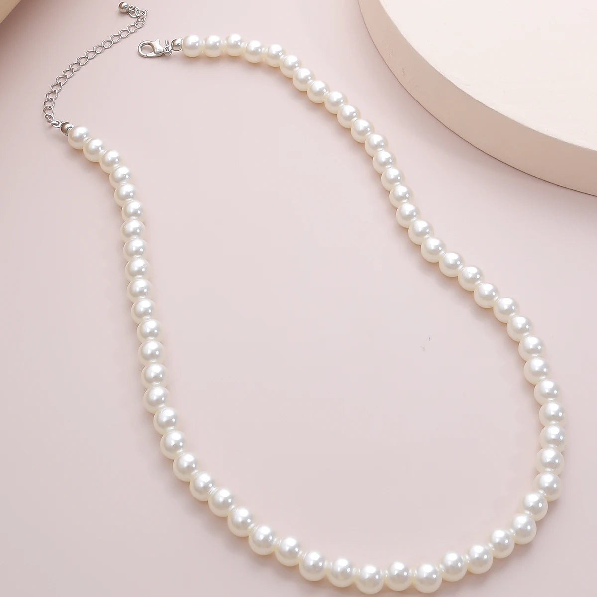 Pearl Round Iron Choker Necklace Party