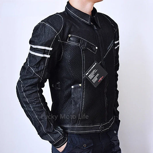 Breathable Denim Mesh Racing Jacket