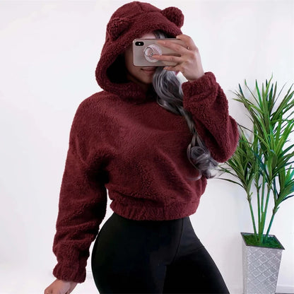 Bear Ear Fluffy Pullover Hoodie