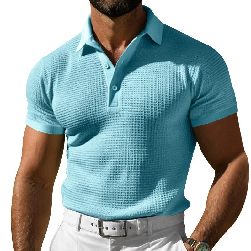 Solid Button Casual Polo