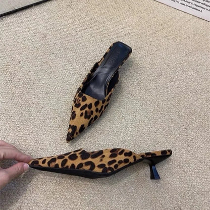 Leopard Mule Heels