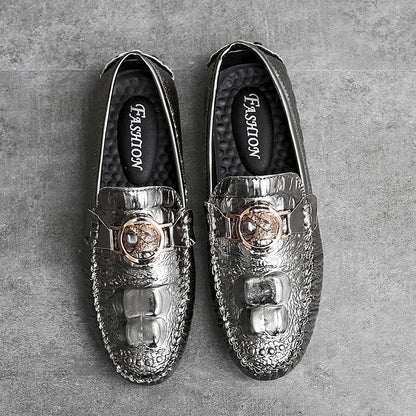 Crocodile Pattern Slip-On Shoes