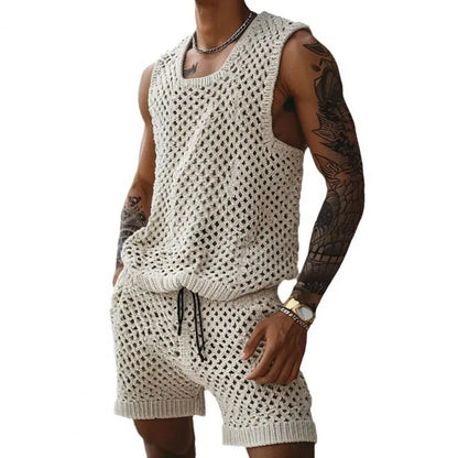 Sleeveless Knit Vest Shorts Set