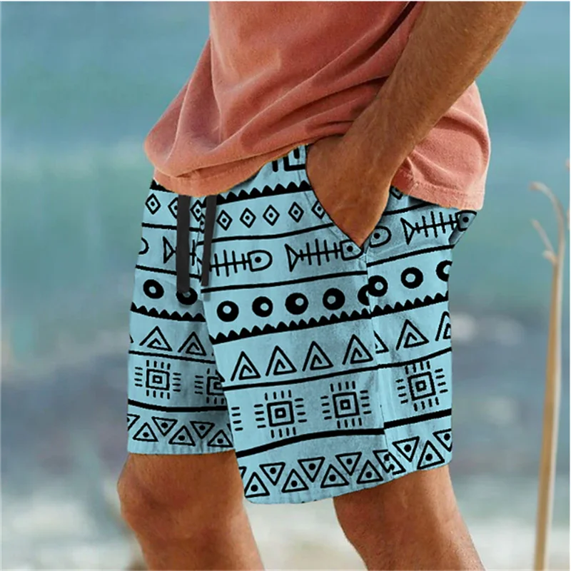 Geometric 3D Print Beach Shorts