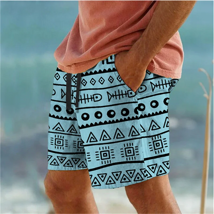 Geometric 3D Print Beach Shorts