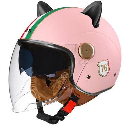 Retro Half-Face Cat-Ear Helmet