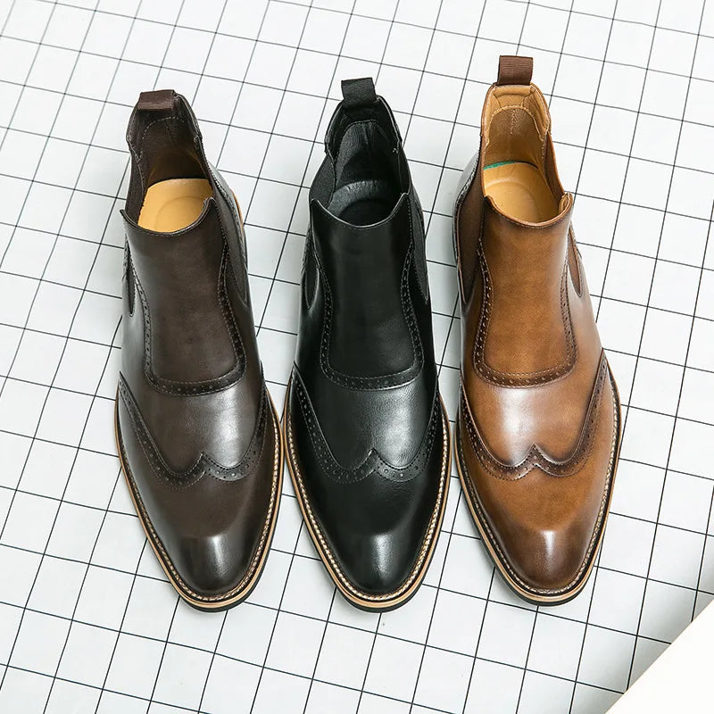 Brogue Leather Chelsea Boots