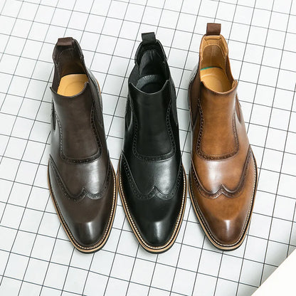 Brogue Leather Chelsea Boots
