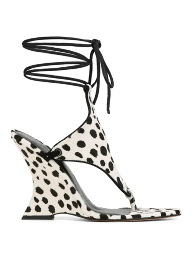 Chunky Wedge Lace-Up Sandals