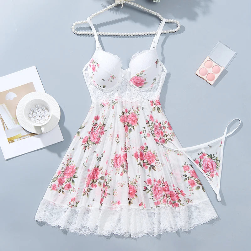 Backless Floral Lace Babydoll