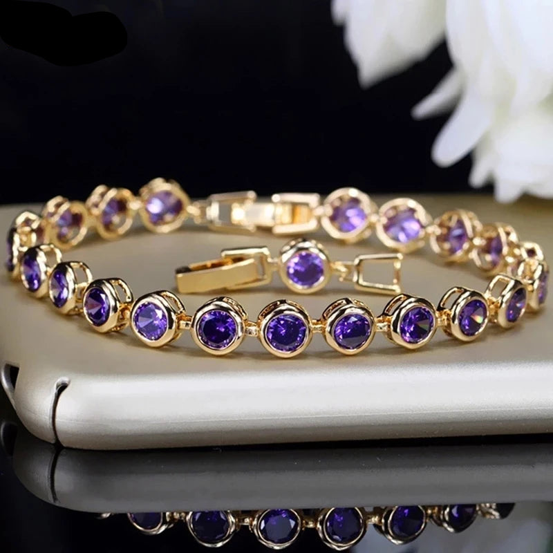 Purple Crystal Charm Bracelet