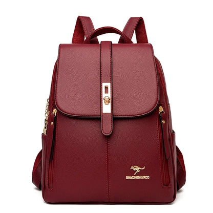 Women Leather School Bookbag