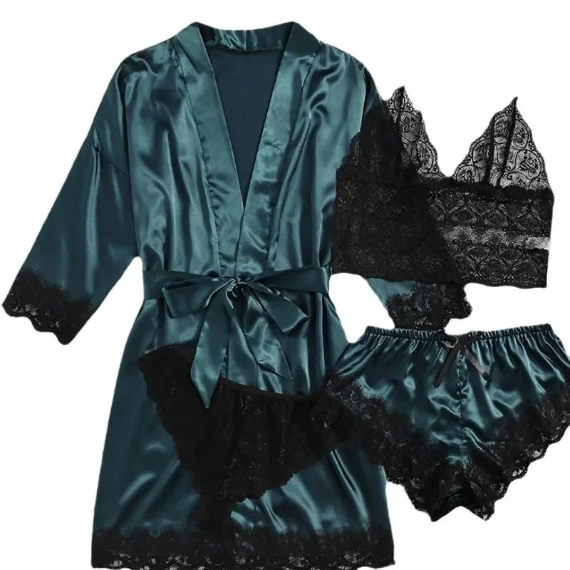 4PCS Woman Bathrobe Set