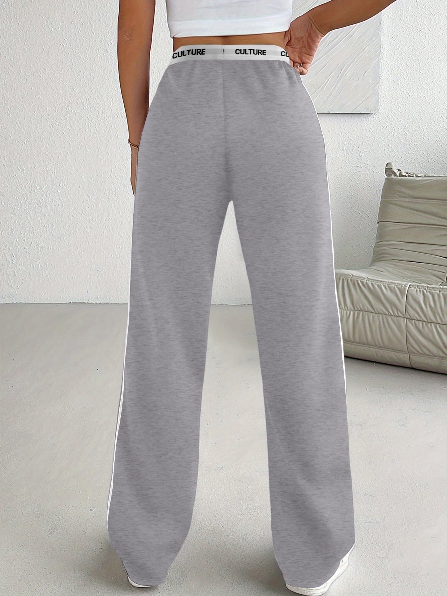 Culture Print Wide-Leg Sweatpants