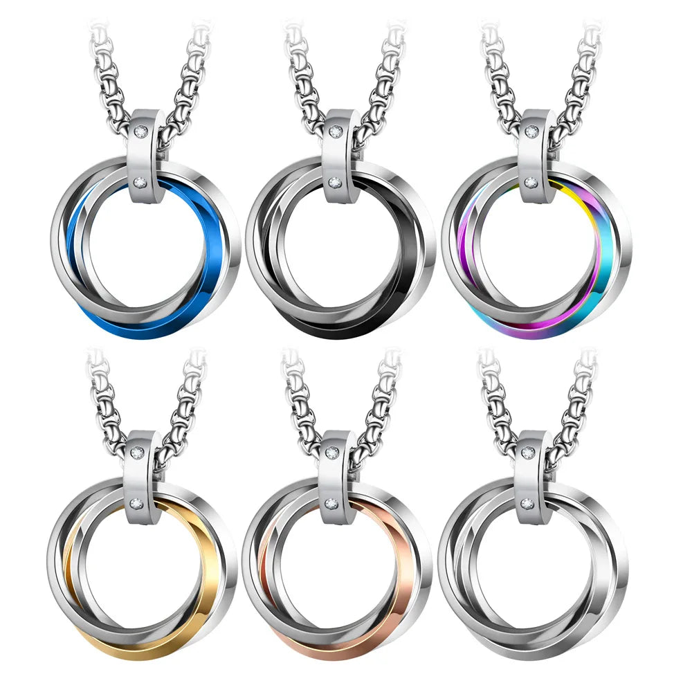 Metal Round Stainless Circle Necklace Party