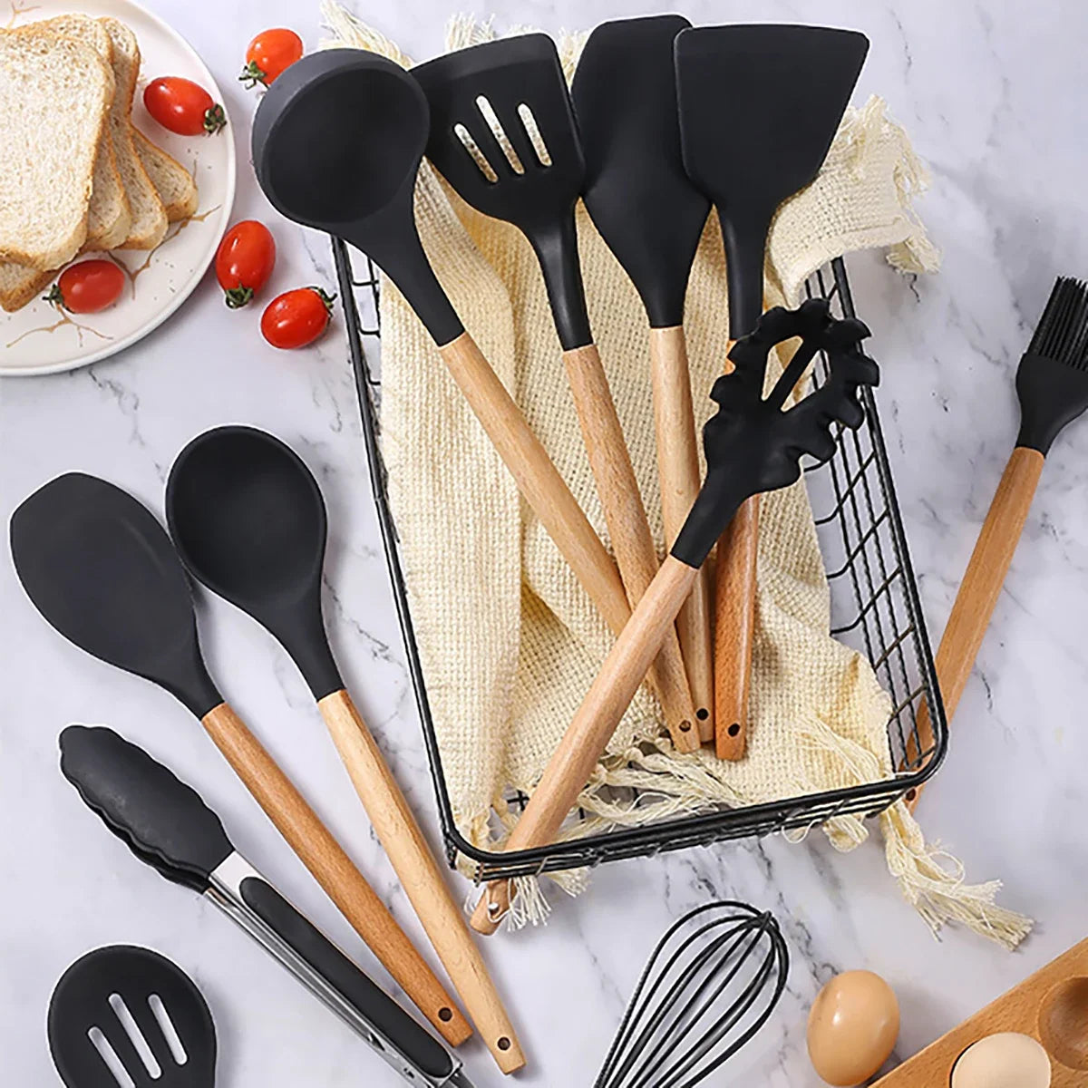 12Pcs Silicone Kitchen Spoon Set