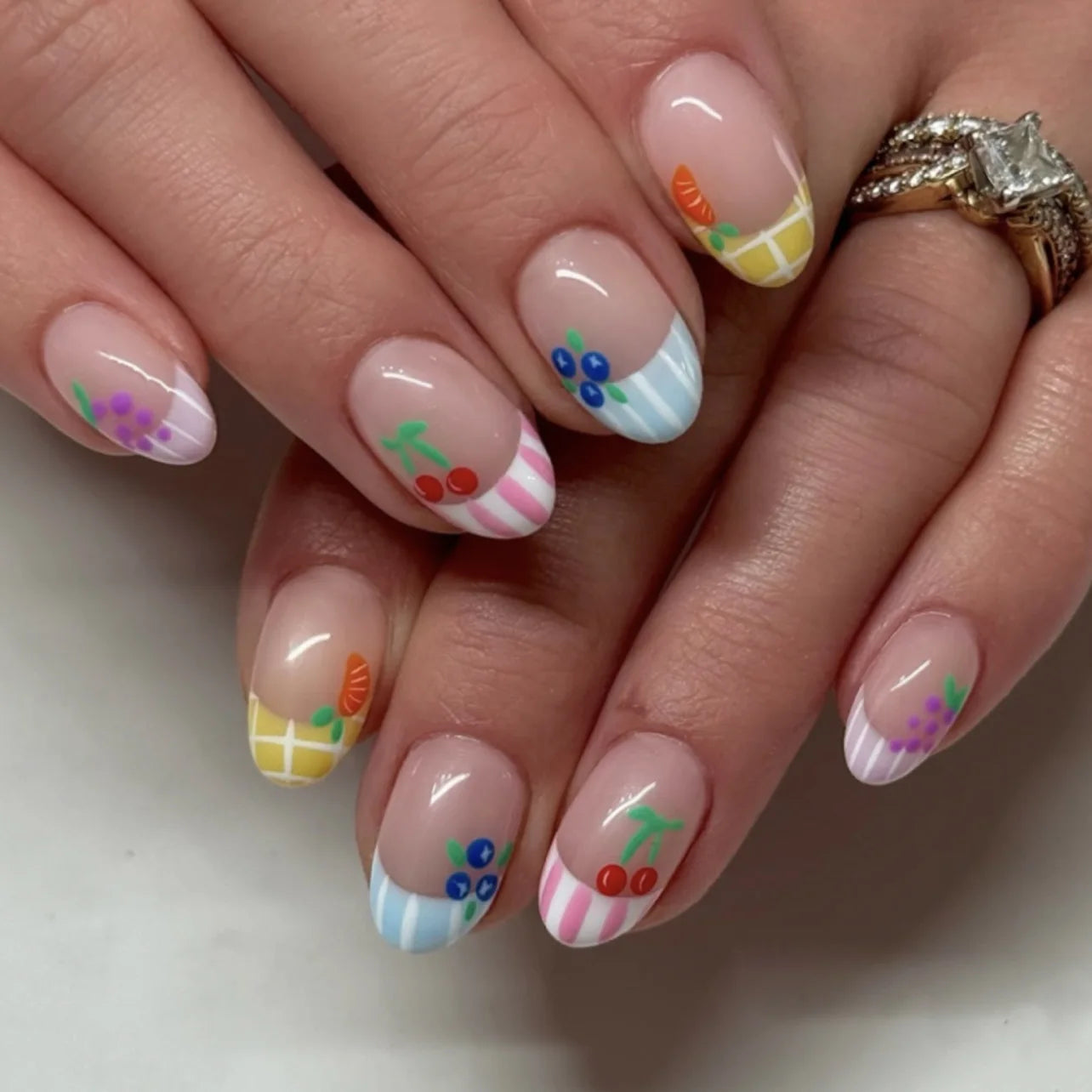 Floral Almond Press-On Nails