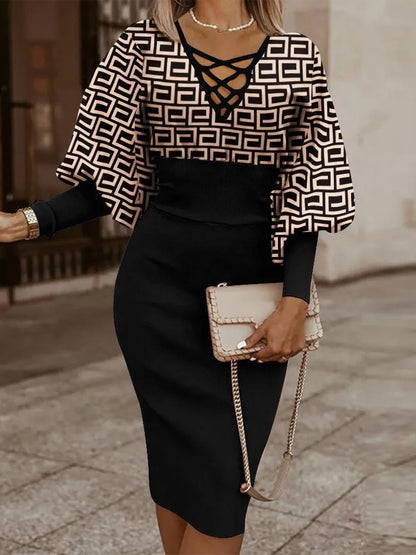 Elegant V-Neck Waist Dress