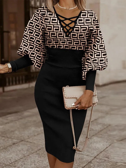 Elegant V-Neck Waist Dress