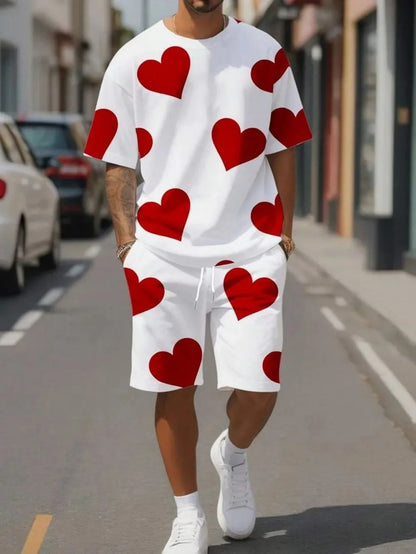 Printed Round Neck T-Shirt Set