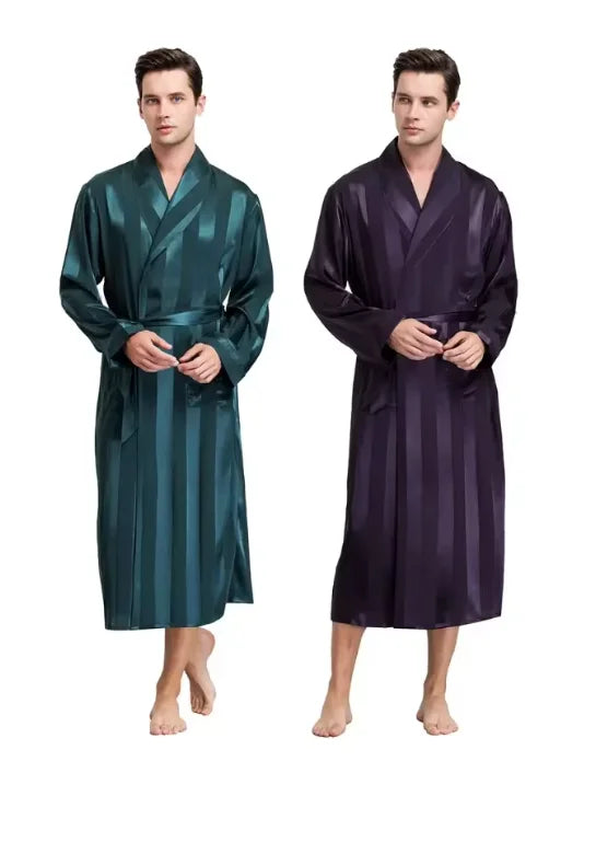 Plus-Size Striped Kimono Bathrobe