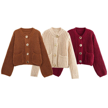 Button Pocket Knit Cardigan