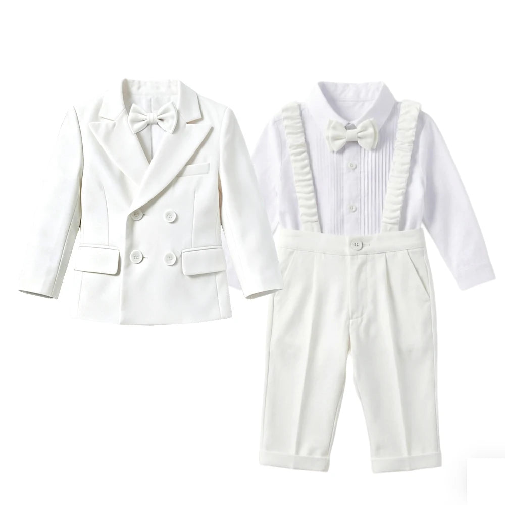 White Blazer and Suspender Pants Set