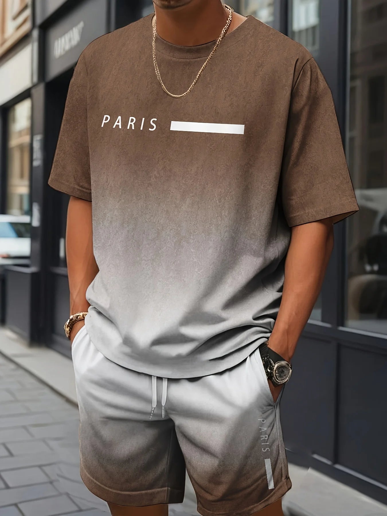 Cross Print T-Shirt Shorts Set