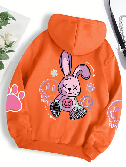 Hip Hop Printed Fleece Hoodie