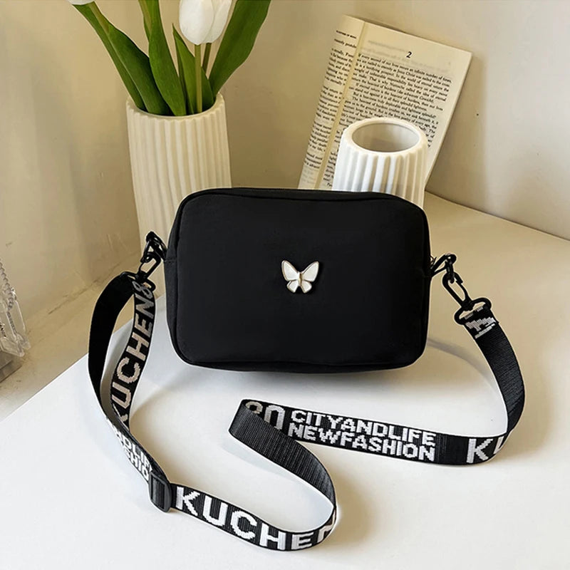 Nylon Wide-Strap Square Bag