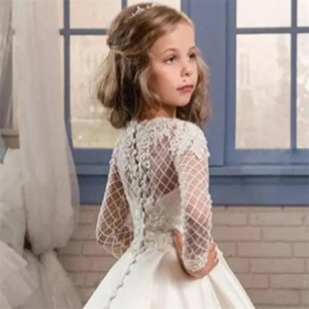 White Lace Flower Girl Dress