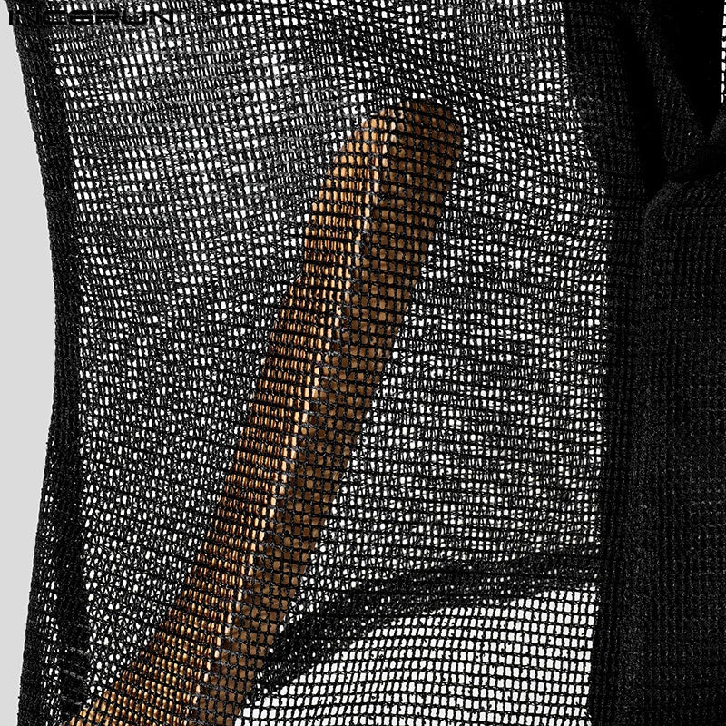 INCERUN Mesh Patchwork Tank Top