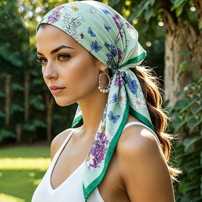 70Cm Butterfly Floral Square Scarf