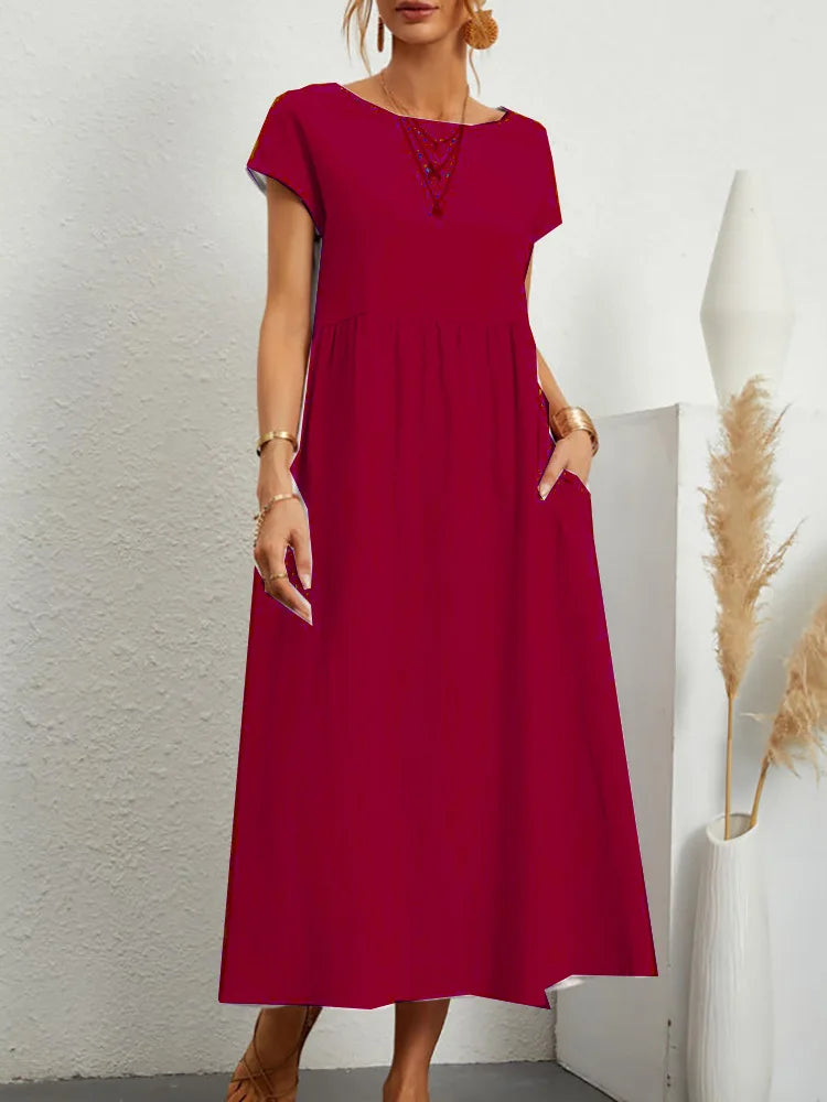 Vintage Solid Summer Dress