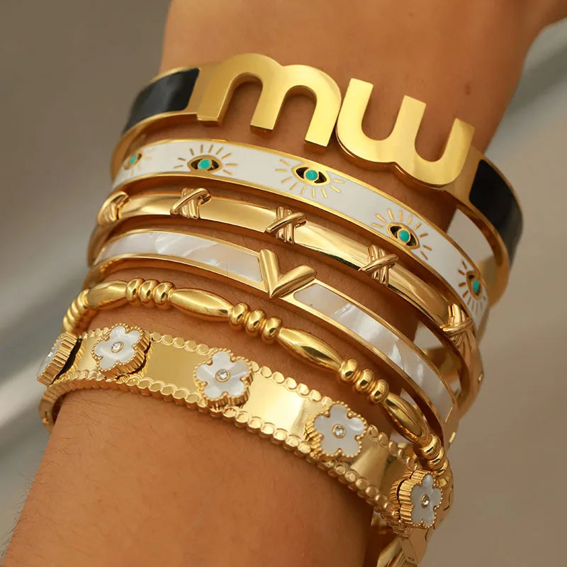 Gold Letter Cuff Bracelet